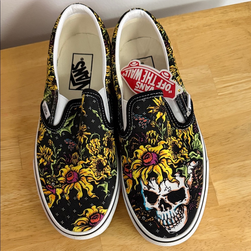 Vans Black and Yellow Skull Pattern Sneakers